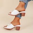 thumbnail image 5 of BLTIBY Sandals for Women Summer Casual Thick Heel High Heel Fashion Comfortable High Block Chunky Heels Fashion Open Toe Slippers White 6, 5 of 7