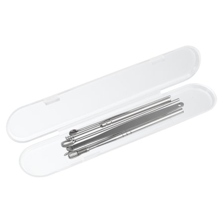 Unique Bargains 6Pcs Stainless Steel Ear Cleansing Tool Set Ear Cleaner Ear Care Set with Plastic Storage box