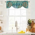 thumbnail image 3 of Green Boho Tie Up Valance Curtains for Windows, Kitchen Curtains Window Treatments, Shabby Vintage Ethnic Abstract Floral Art Short Window Shades Valances for Bedroom Bathroom Cafe 42"x18", 3 of 8
