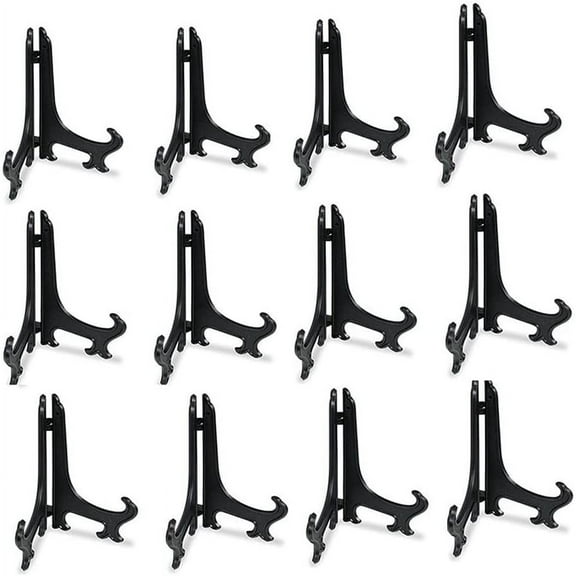 6inch Black 12pcs/Set Plastic Easels Plate Display Stands Picture Frame Stand Holder