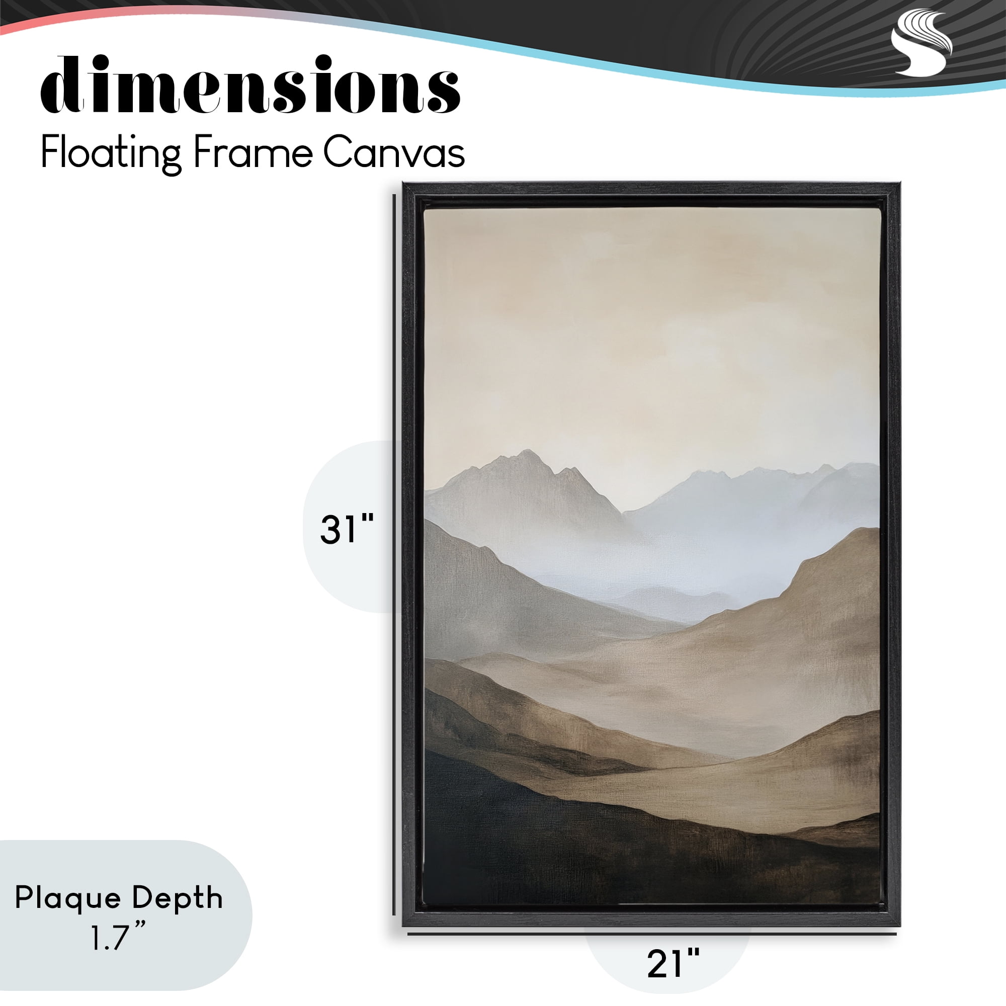 Stupell Industries Foggy Mountains Over Valley Black Framed Floater Canvas Wall Art, design by Petal Prints Design