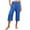 Blue, variant on Womens Pants Elastic Waist Wide Capris High Waisted Pants Casual Summer Pockets Pant