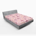 thumbnail image 2 of Ambesonne Nature Fitted Sheet, Tropical-Like Flowers Plot, Full Size, Dried Rose and Earth Yellow, 2 of 5