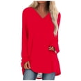 thumbnail image 2 of Dagugfen Womens Long Sleeve Shirts V Neck Basic Tee Tops Loose Fitting Casual Long Blouses Fall Outfits, 2 of 5