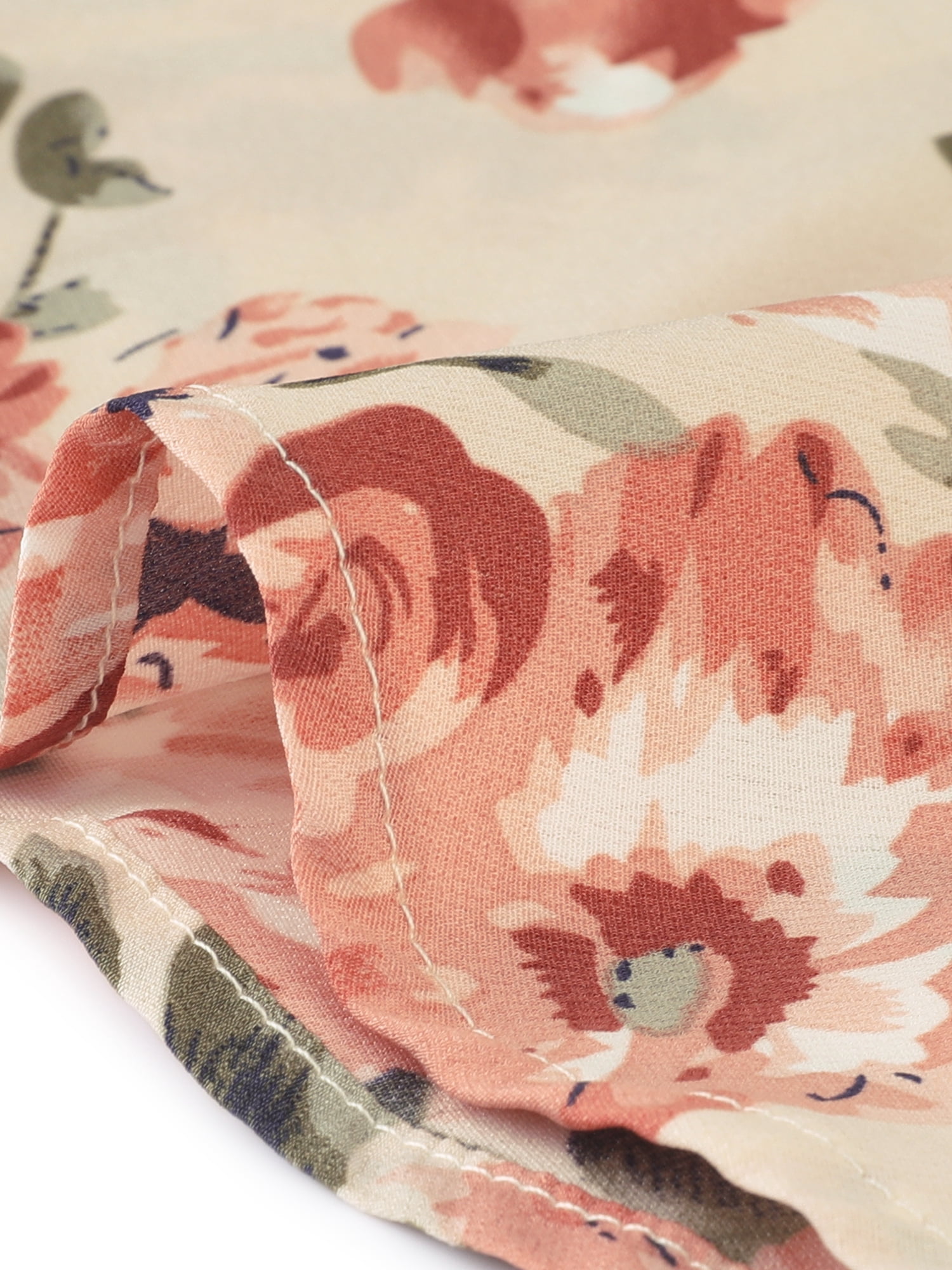 DARING DIVA Women's Floral Ruffle Hem Elastic Back Split Skirt XL Beige