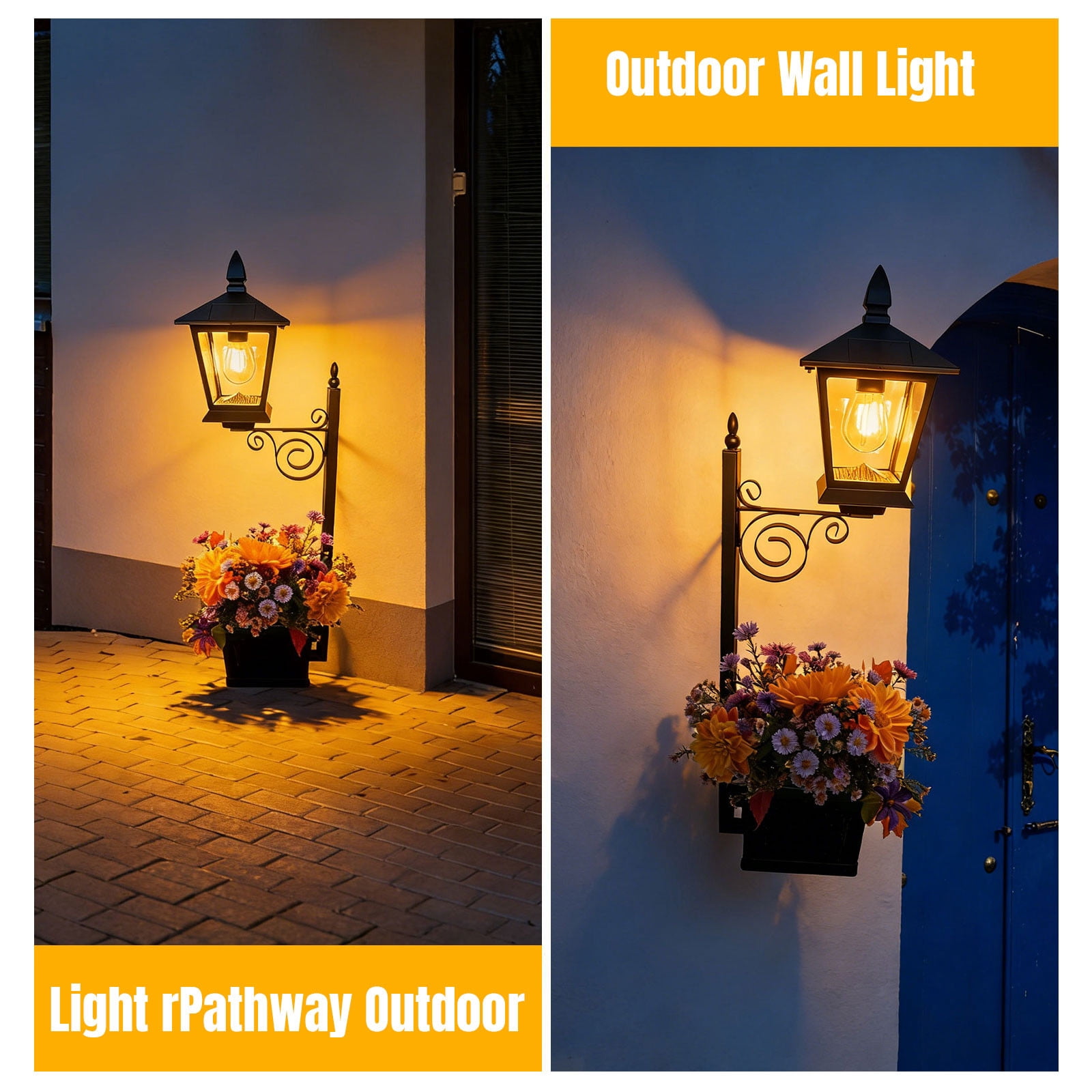 Solar Lamp Post with Planter, Outdoor Solar Pole Light, Waterproof Decorative Lighting for Porch Yard Garden Patio, 27.2"