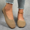 thumbnail image 5 of Domzle Women’s Ballet Flat Shoes Knit Dress Shoes Round Toe Slip On Ballerina Flats for Woman Low Wedge Comfort Soft Khaki, 5 of 6