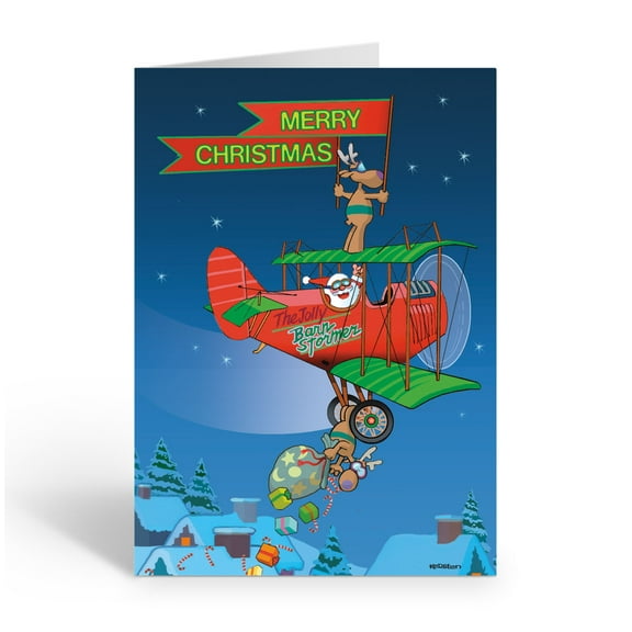 Stonehouse Collection Santa's Biplane – Airplane Christmas Cards - 80029