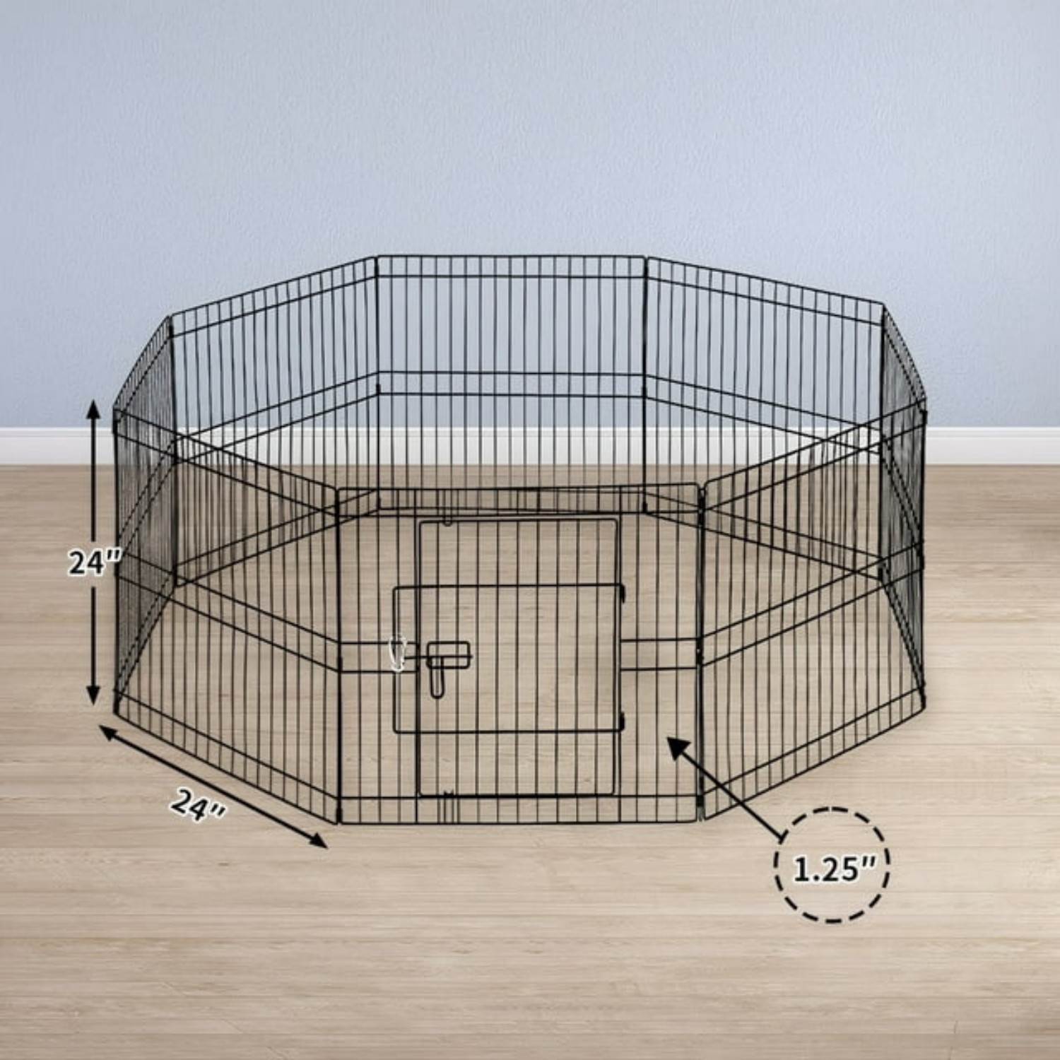 Suchown 24'' Foldable Dog Playpen with Top & 8 Panels, Durable Pet Playpen for Indoor/Outdoor Use, Customizable Shape with UV Protection & Ground Stakes