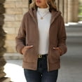 thumbnail image 5 of Black*Friday Clearance Items under $5 GaThRRgYP Women's Cozy Fleece Jacket with Pockets,Ladies' Casual Colored Long-sleeved Hooded Cardigan Jacket Coffee S, 5 of 8