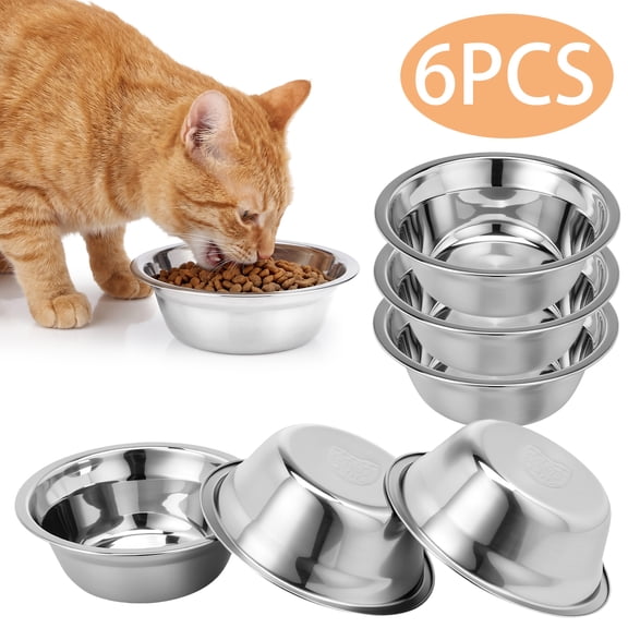 shuaien 6 Pack Stainless Steel Pet Bowls - Food Grade 304 Metal Cat Dog Bowls 12 Oz Capacity, Rustproof & Dishwasher Safe, Perfect for Wet or Dry Food