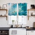 thumbnail image 2 of Teal Blue Coastal Wave Kitchen Curtains Window Panels, Modern Summer Ocean Beach Sea Insulated Window Treatment Curtain, Grommet Curtains for Bedroom/Living Room/Bathroom, 2 Piece 27.5"Wx39"L, 2 of 8
