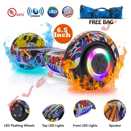 Bag + UL 2272 Certified 6.5" Hoverboard Bluetooth Speaker LED 2 Wheel Smart Electric Self Balancing Scooter (WHEELS-UC6.5-GRAFFITI)