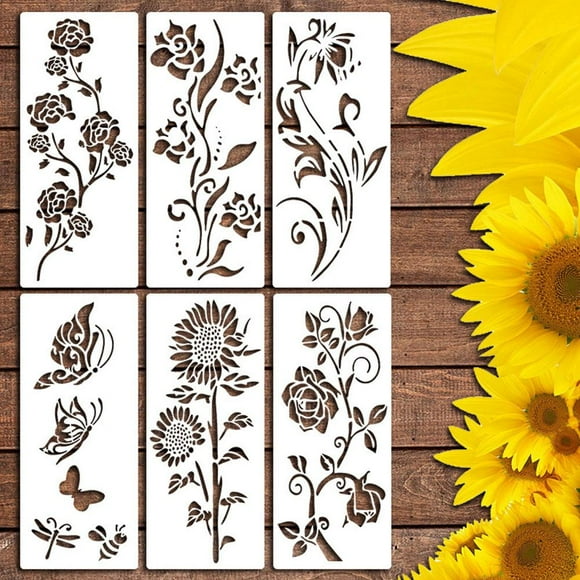 Large Flower Stencils Reusable Flower Stencils for Painting on Wood V5O4