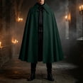 thumbnail image 2 of UTSJKR Men’s Lapel Collar Mid‑Length Cape Cloak with Front Ribbon Tie for Vintage Gothic Noble Themed Party Halloween Cosplay Fancy Dress Outfit Green, 2 of 7