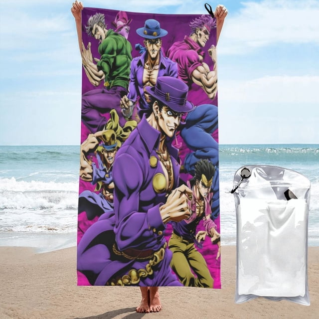 Toalla de playa Jojo'S Bizarre Adventure, suave, de secado rápido, resistente a la arena, para piscina, yoga, gimnasio, camping, toallas de baño ligeras, regalo para niños, niñas, niños y adultos,
