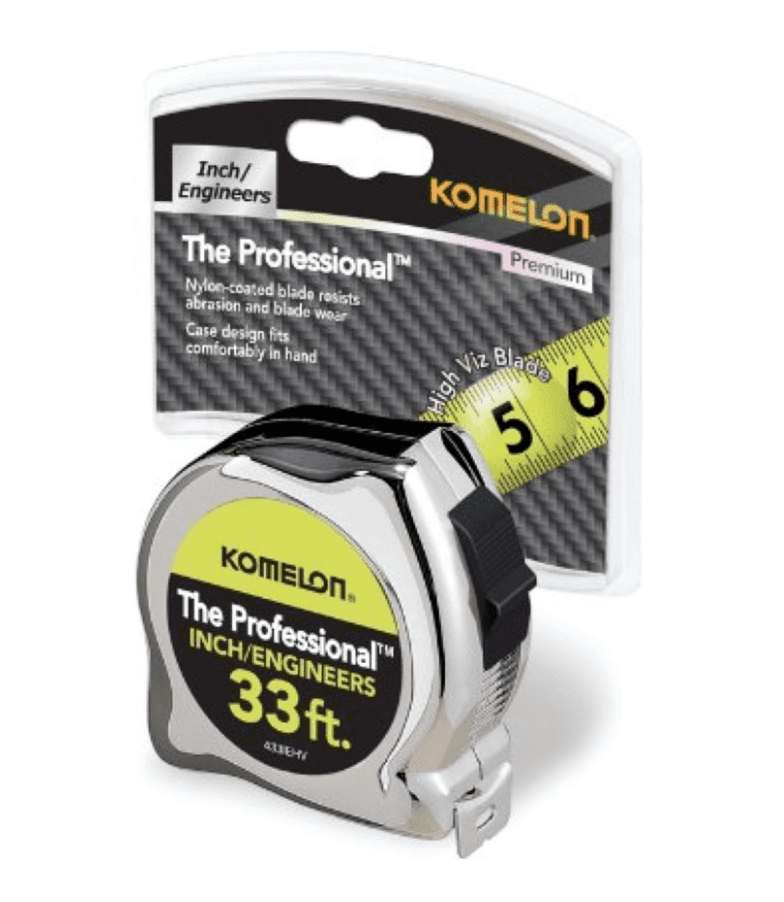 Komelon 33' Professional Chrome Inch/Engineers Tape Measure - Walmart.com