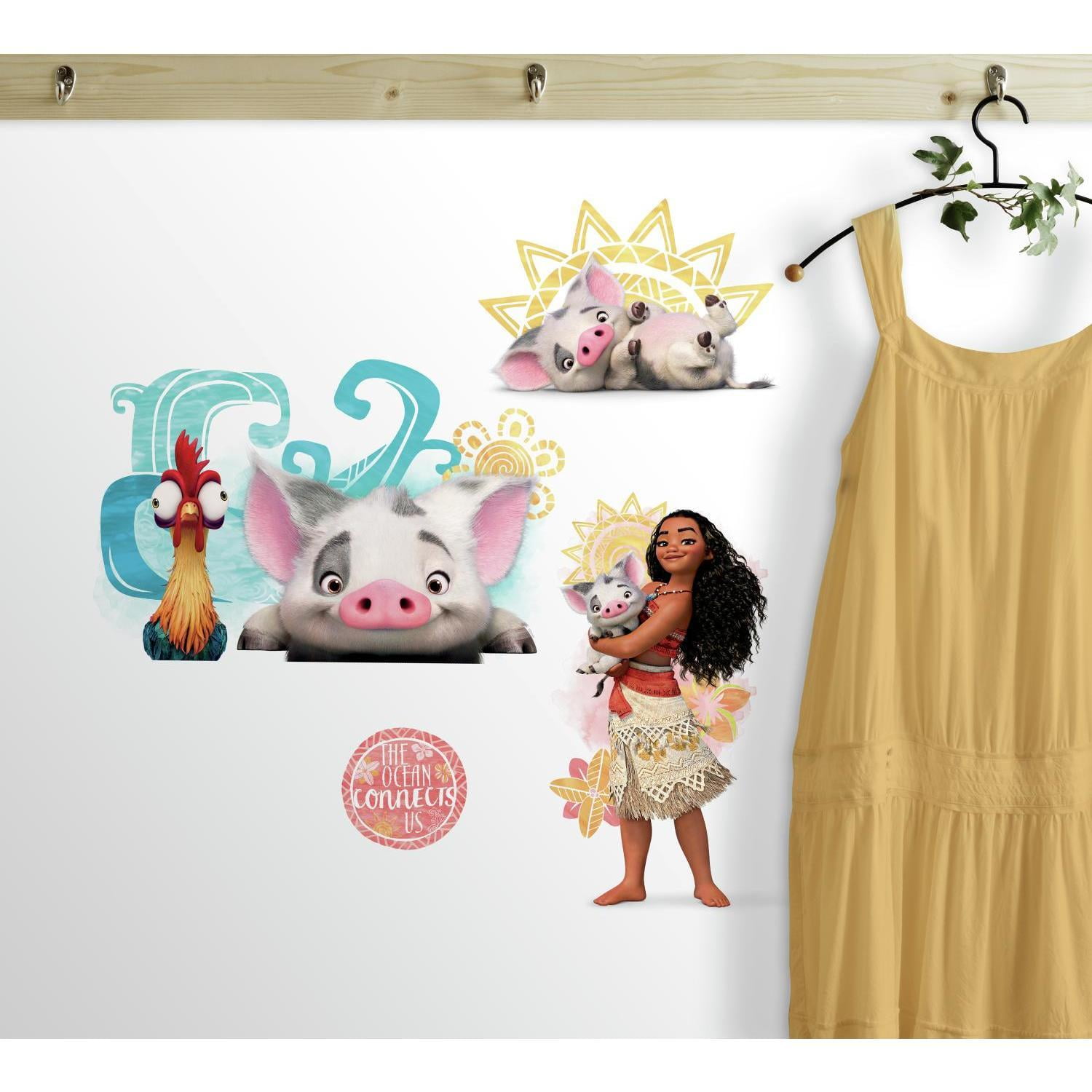 Disney Moana and Friends Peel and Stick Wall Decals PUA Pig Hei Hei Rooster Disney Decor Stickers