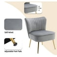 thumbnail image 6 of Guyou Modern Accent Chair Set of 2, Armless Slipper Chair Velvet Upholstered Lounge Chair, Wingback Large Single Sofa Side Chair with Gold Legs for Living Room Bedroom, Grey, 6 of 9