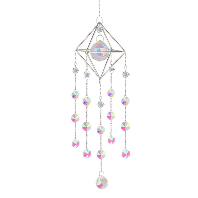 Carillones de viento de cristal, prismas colgantes de Metal coloridos, atrapaluz, adornos, regalos
