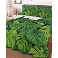 thumbnail image 3 of Quilts Full Size Bedding Set, Tropical Palm Leaves Lightweight Quilted Comforter, Summer Green Botanical Leaf Soft Reversible Bedspread Coverlet with Pillow Covers for All Season, 78" x 90", 3 of 7