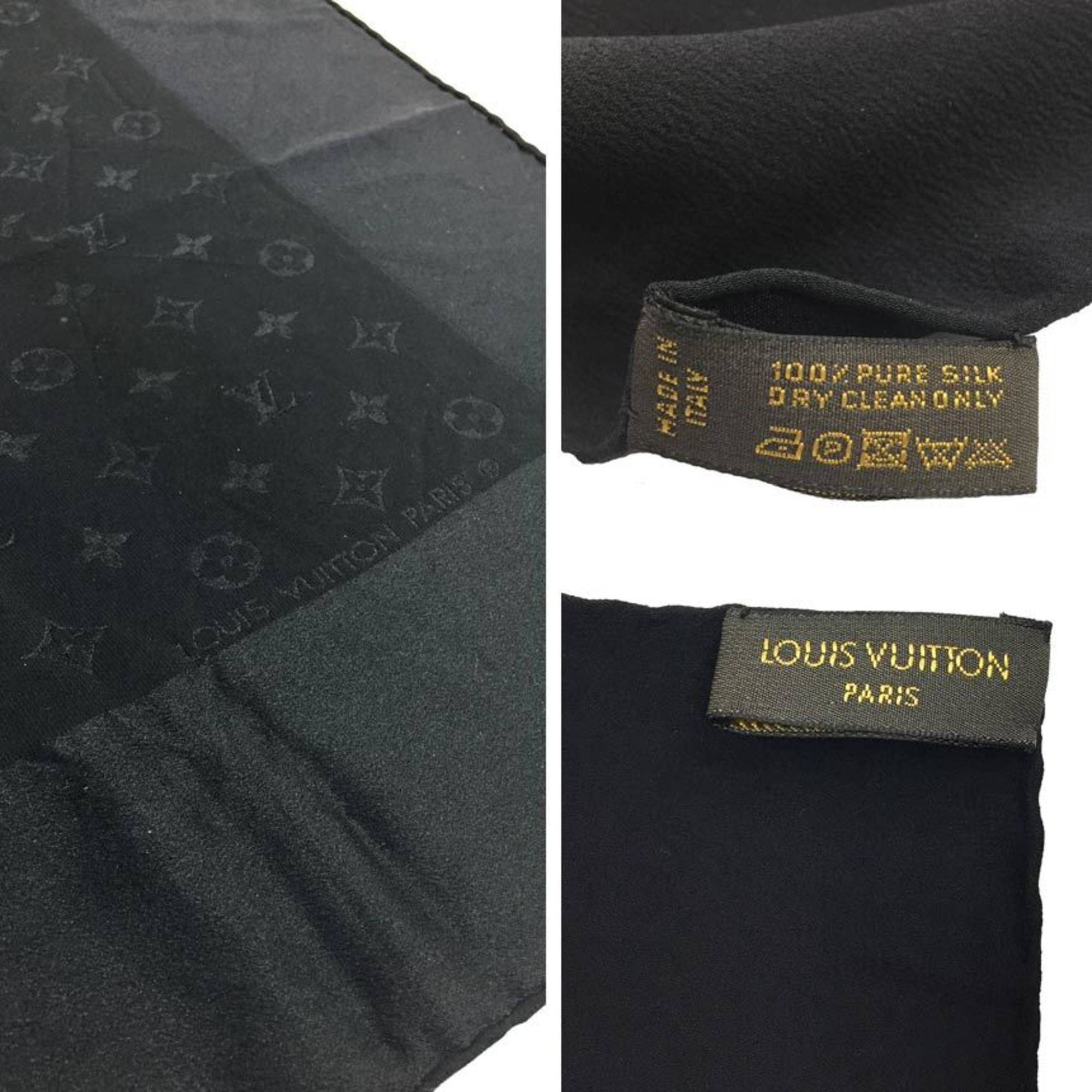 Authenticated Used Louis Vuitton Carre Monaco Scarf Monogram Black