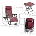 thumbnail image 3 of Outsunny Ensemble de Chaises à Gravité Zéro avec Table Pliante et Plateaux Porte-Gobelet Rouge, 3 of 10