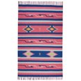 thumbnail image 2 of 7' X 10' Pink and Blue Southwestern Handmade Area Rug With Fringe, 2 of 5