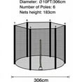 thumbnail image 2 of Ersatz-Sicherheitsnetz für Trampolin, Ø 305 cm Trampolin-Sicherheitsnetz mit Reißverschluss, Sicherheitsnetz mit 6 geraden Pfosten, 2 of 5