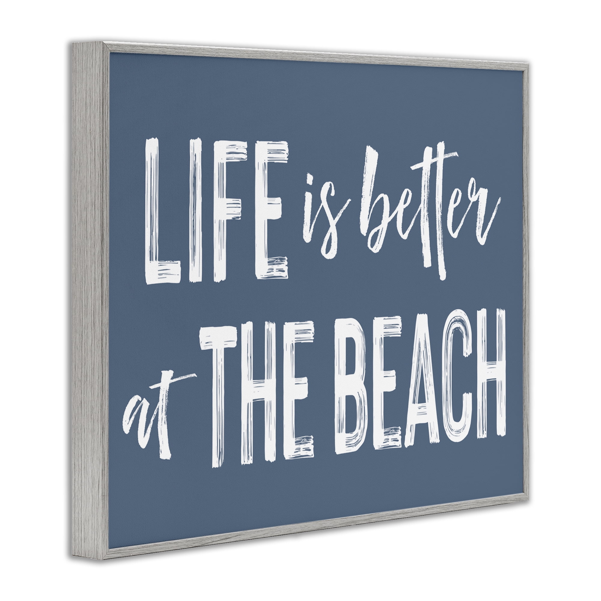 Life Better At Beach Blue Gray Framed Giclee Art, design by Lettered and Lined