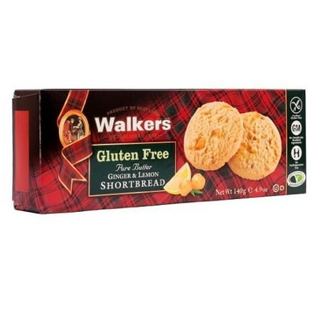 Walkers Gluten-Free Ginger and Lemon Shortbread 4.9 oz each (Pack of