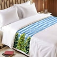 thumbnail image 4 of Bed Runner Scarf for King Size Bed, Christmas Snowflakes Beds Scarf Throws for Foot of Bedding, Xmas Winter Green Pine Trees Blue Plaid Decorative Beds Runners for Bedroom Guestroom, 94"x20", 4 of 8