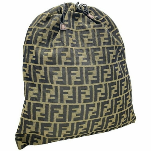 Pre-Owned Fendi Pouch Zucca Nylon Canvas Khaki Black FENDI FF Bag Multi NN-14799 (Good)