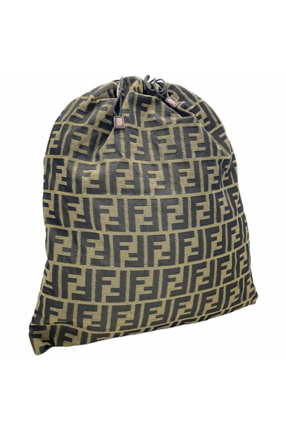 Pre-Owned Fendi Pouch Zucca Nylon Canvas Khaki Black FENDI FF Bag Multi NN-14799 (Good)