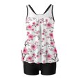 thumbnail image 4 of WTOBBY Women's Tropical Floral Tankini Set Two-Piece Swimsuit Flowy Shorts & Top Lightweight Bathing Suit for Resort Vacation,White L, 4 of 5