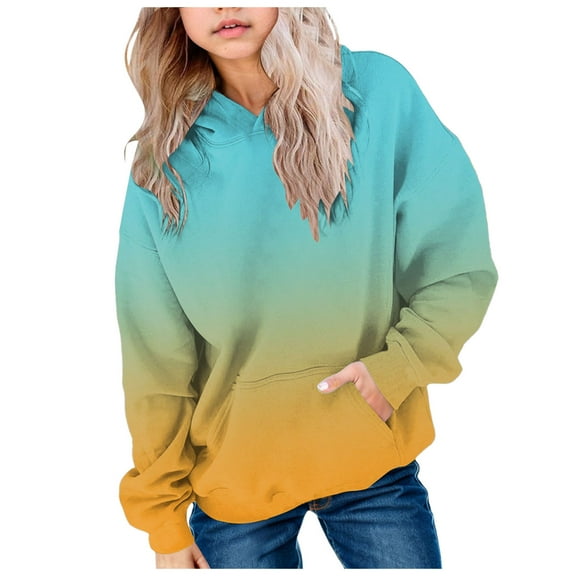 KPOPLK Girls Zip Up Hoodie Jacket Toddler Unicorn Rainbow Sweatshirt Kids Hooded Coat Casual Outerwear Size 2-20 Years(100,Light Green)