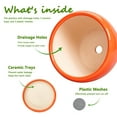 thumbnail image 2 of Ceramic Planter Pots Set of 3 with Drainage Hole & Saucer,10/8/6 inch Round Pots for Indoor Plants Flowers & Houseplants Patio & Outdoor Use Orange, 2 of 8