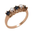 thumbnail image 1 of LBG English Made 10k Rose Gold Natural Sapphire & Cultured Pearl Ladies Eternity Ring - 33 size options - Size 11, 1 of 7