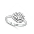 thumbnail image 4 of Clear CZ Ornate Studded Teardrop Promise Sterling Silver Ring White 925 Jewelry Female Size 5, 4 of 4