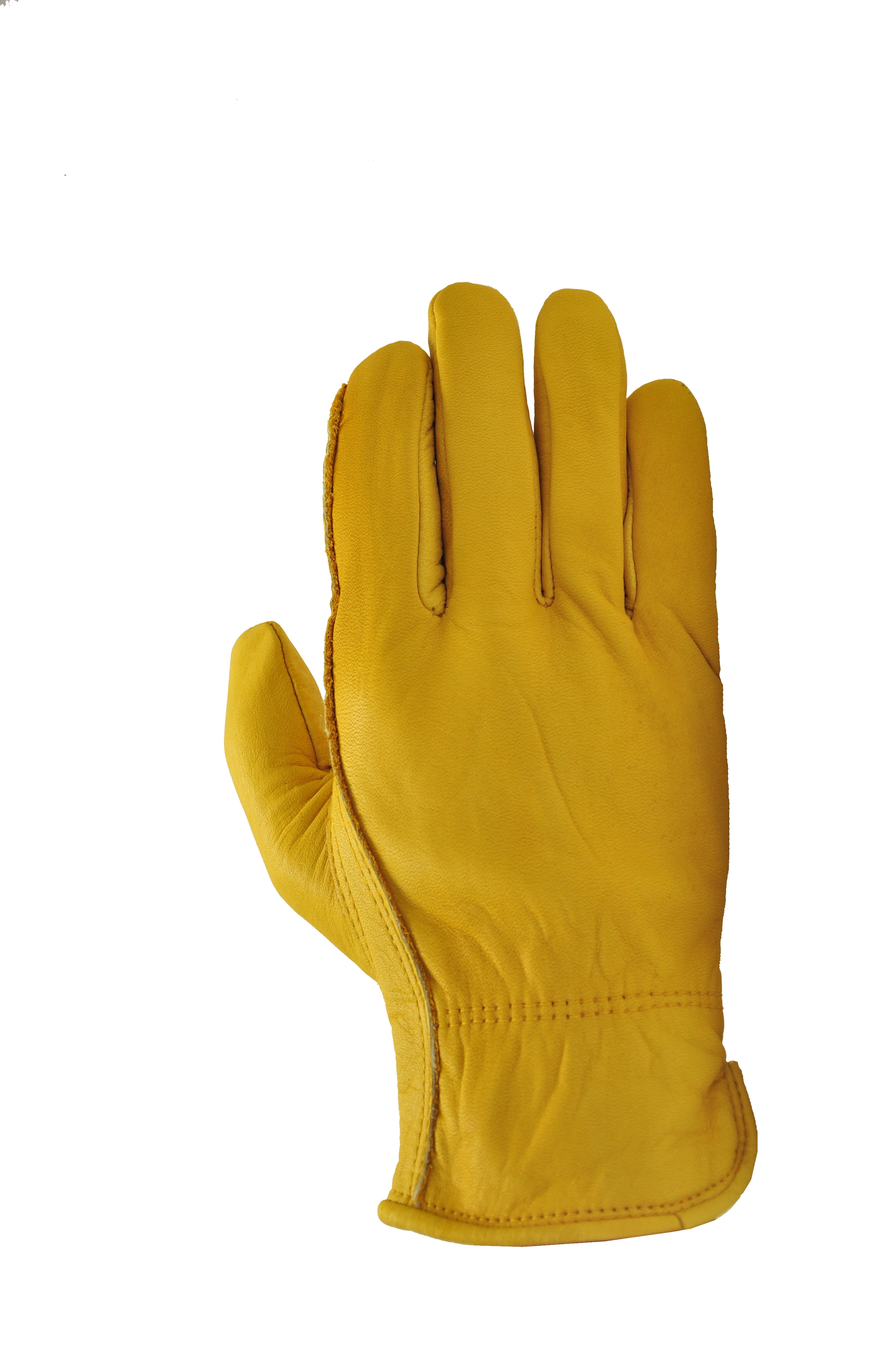 G & F Products Cowhide Leather Gloves 6203 Reinforced Patch Palm Unisex Yellow 3 Pairs M