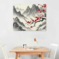 thumbnail image 2 of Orinice Snowy Mountain Landscape with Red-Flowered Tree Branch Fine Art Aesthetic Poster & Print Wall Painting for Home Decor 20x16in, 2 of 6