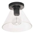 thumbnail image 1 of Dainolite Roswell 1-Light 60W Metal Flush Mount Light in Matte Black/Clear, 1 of 1