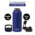 thumbnail image 2 of MIRA 32 oz Stainless Steel Insulated Sports Water Bottle - 2 Caps - Hydro Metal Thermos Flask Keeps Cold for 24 Hours, Hot for 12 Hours - BPA-Free Spout Lid Cap - Blue, 2 of 7