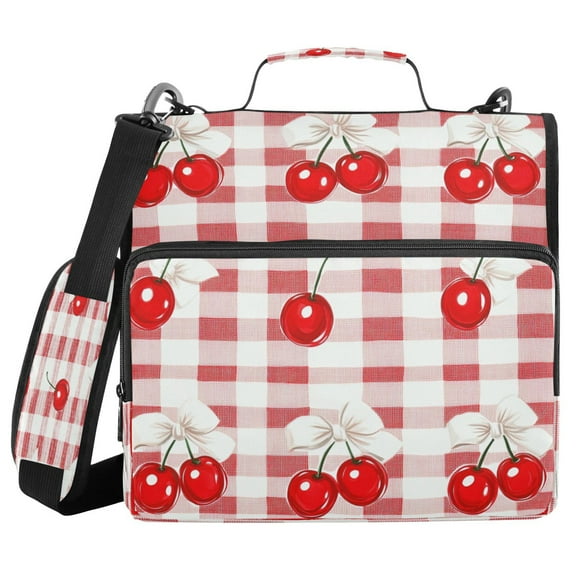 YAZAOO Zipper Binder trapper keeper Documents Organized Design Cherry Picnic Delight Printed