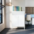 thumbnail image 5 of CHSHIN 47.2"H White Metal Locker Storage Cabinet with 2-Mesh Doors,3-Tier for Office,Home,Bathroom, 5 of 7