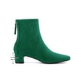 thumbnail image 6 of BLISSFUL STEP Women's Ankle Boots Faux Suede Low Chunky Heel Square Toe Back Zip Boots Green 8.5, 6 of 8