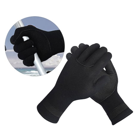 EXHUMKY 1Pair Snorkeling Gloves Black Neoprene Stretchable Protective Diving Gloves