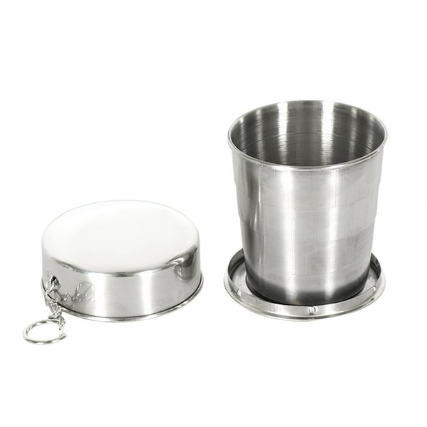 Copa de boca de acero inoxidable, copa de agua plegable para viajes al aire libre, copa telescópica portátil, copa de vino de Metal Wmkox8yii jkg6121