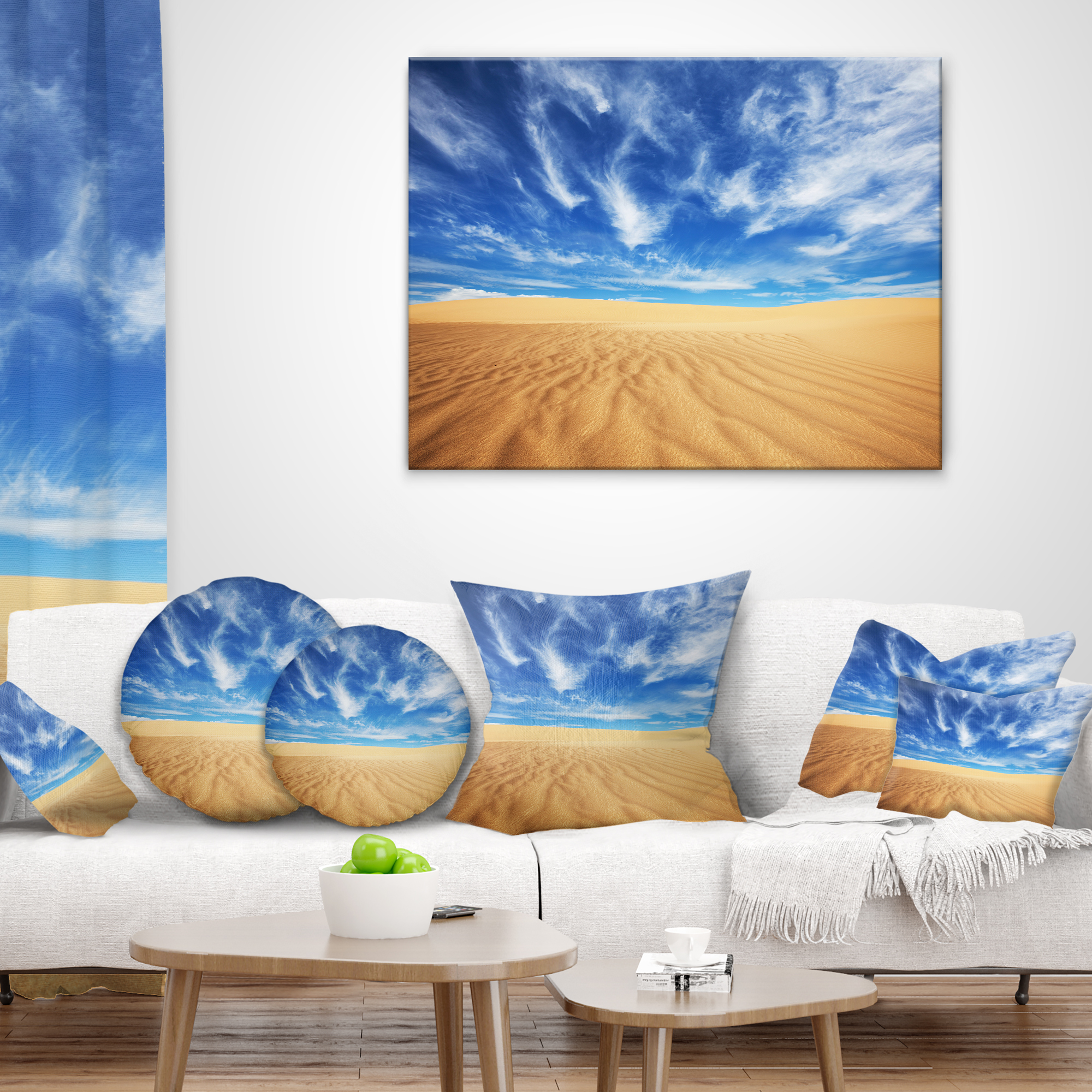 Designart Desert with Exotic Blue Sky Over - Modern Landscape Printed Throw Pillow - 16x16