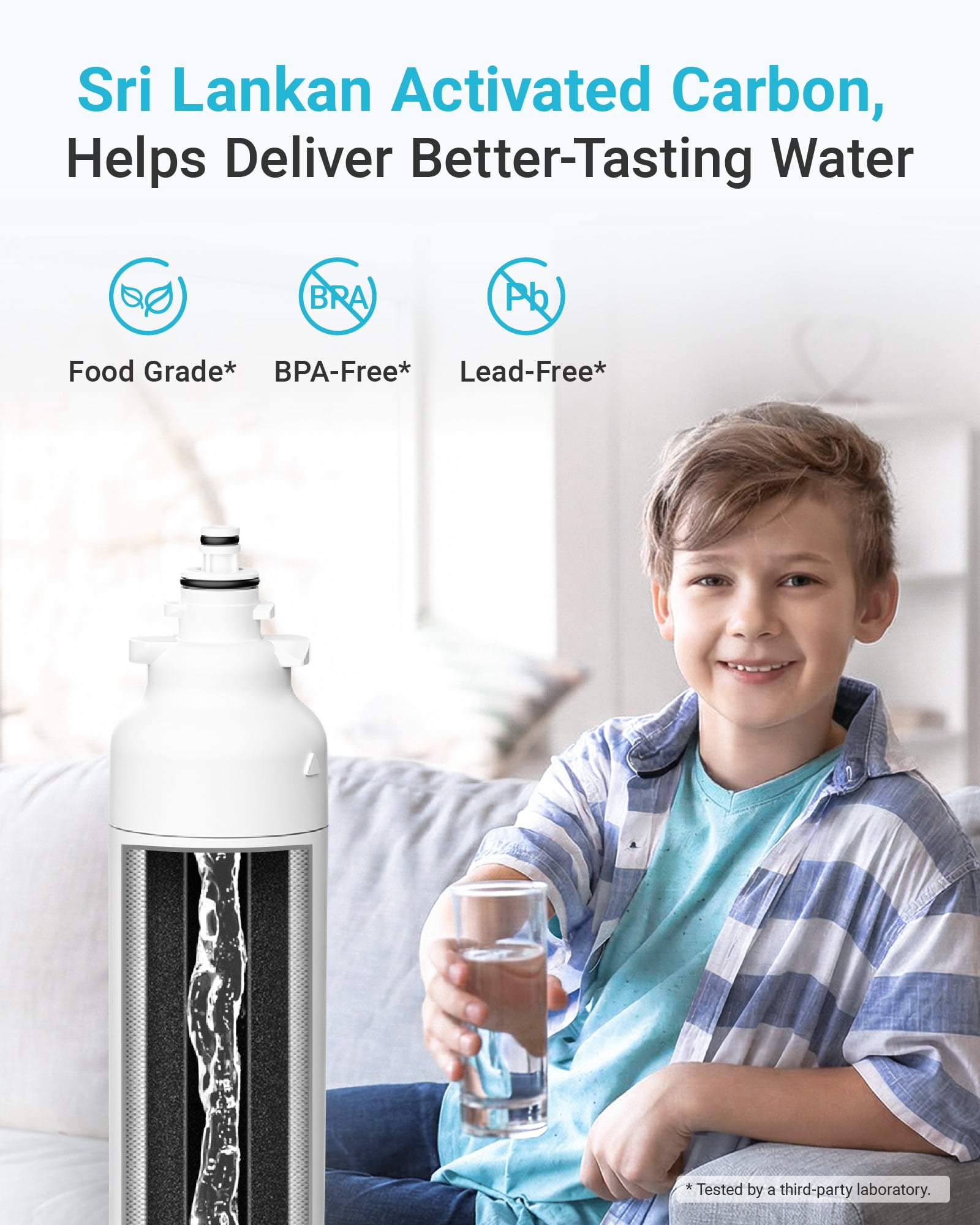 AQUA CREST ADQ73613401 Refrigerator Water Filter, Replacement for LG® LT800P®, ADQ73613402, ADQ73613408, ADQ75795104, Kenmore 9490, 46-9490, LSXS26326S, LMXC23746S, LMXC23746D (Pack of 3)